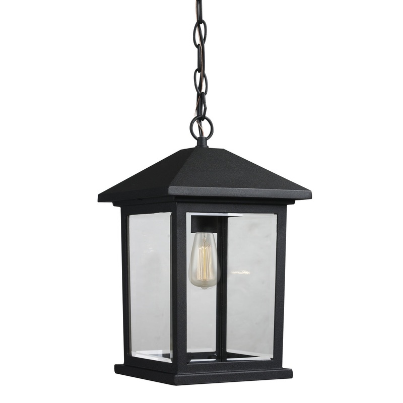 Z-Lite 531CHM-BK Portland One Light Outdoor Chain Mount Ceiling Fixture, Black