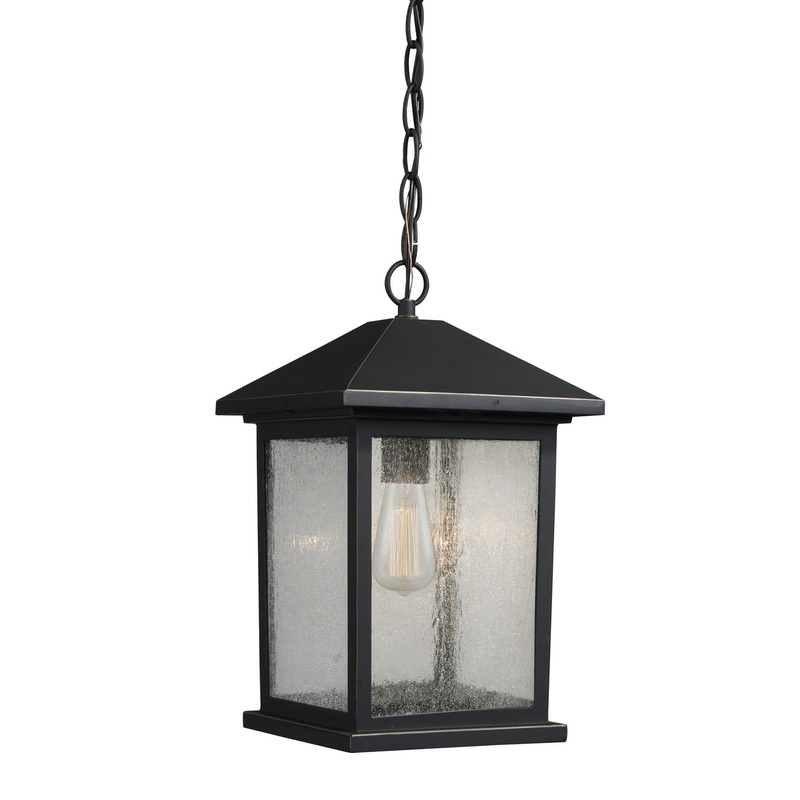 Z-Lite 531CHM-ORB Portland One Light Outdoor Chain Mount Ceiling Fixture, Oil Rubbed Bronze