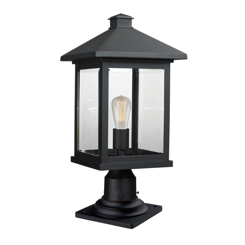 Z-Lite 531PHBR-533PM-BK Portland One Light Outdoor Pier Mount, Black
