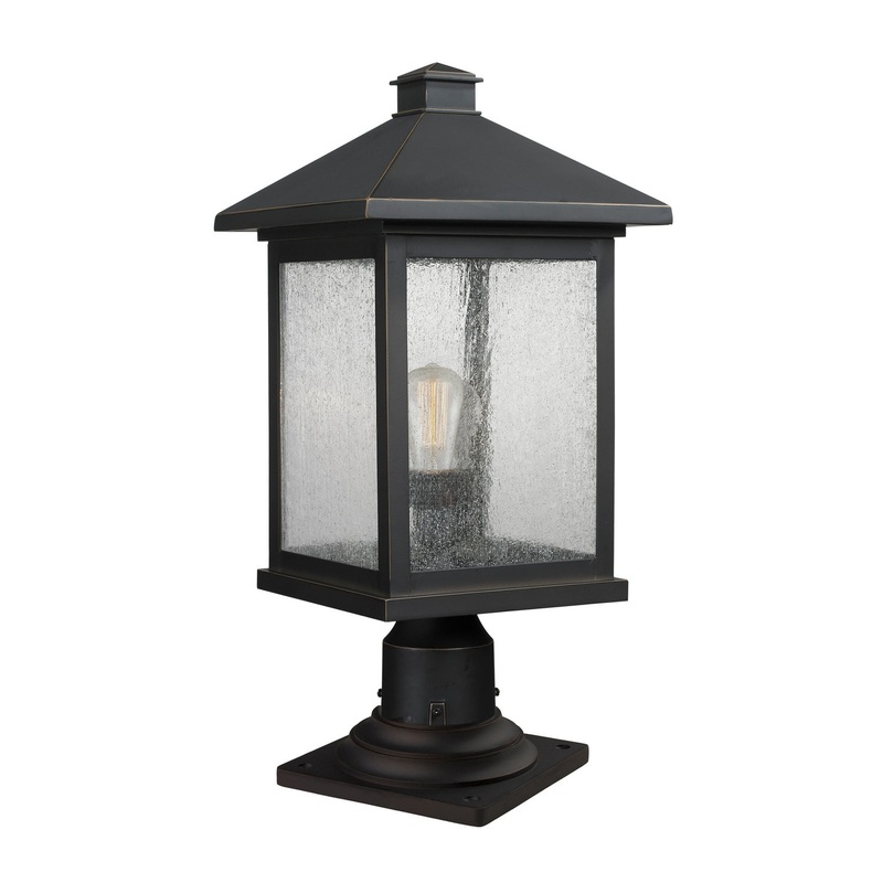 Z-Lite 531PHBR-533PM-ORB Portland One Light Outdoor Pier Mount, Oil Rubbed Bronze