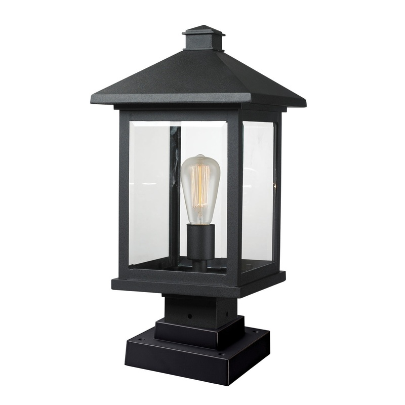 Z-Lite 531PHBS-SQPM-BK Portland One Light Outdoor Pier Mount, Black