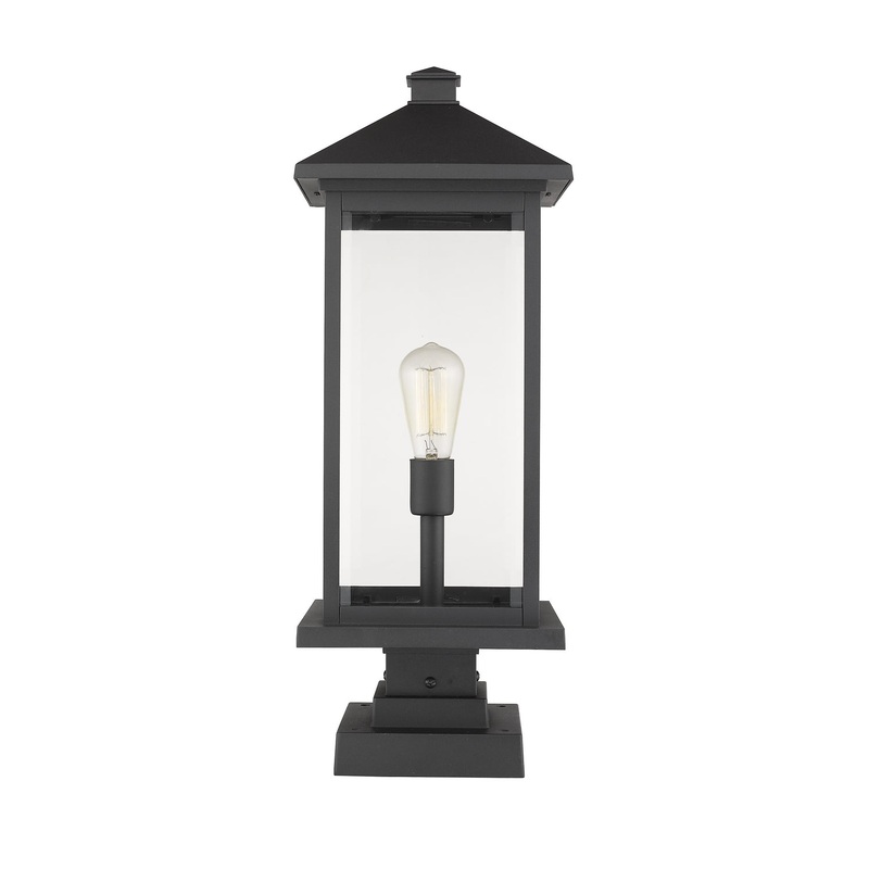 Z-Lite 531PHBXLS-SQPM-BK Portland One Light Outdoor Pier Mount, Black