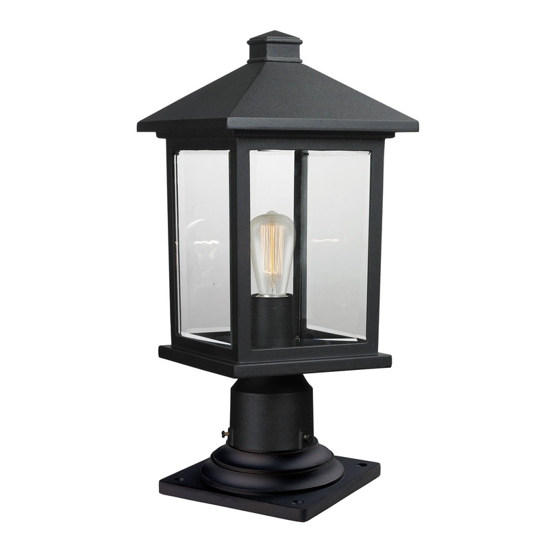 Z-Lite 531PHMR-533PM-BK Portland One Light Outdoor Pier Mount, Black