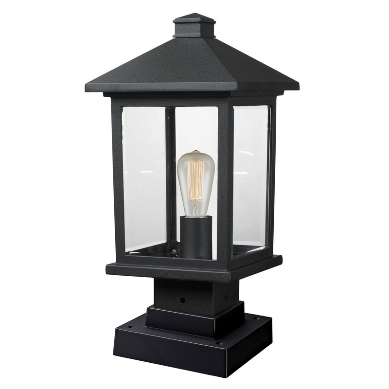 Z-Lite 531PHMS-SQPM-BK Portland One Light Outdoor Pier Mount, Black