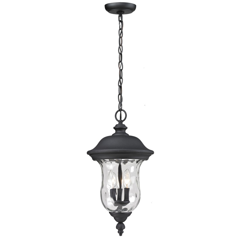 Z-Lite 533CHB-BK Armstrong Three Light Outdoor Chain Mount Ceiling Fixture, Black