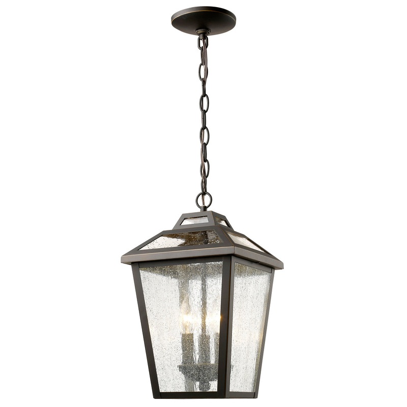 Z-Lite 539CHM-ORB Bayland Three Light Outdoor Chain Mount Ceiling Fixture, Oil Rubbed Bronze