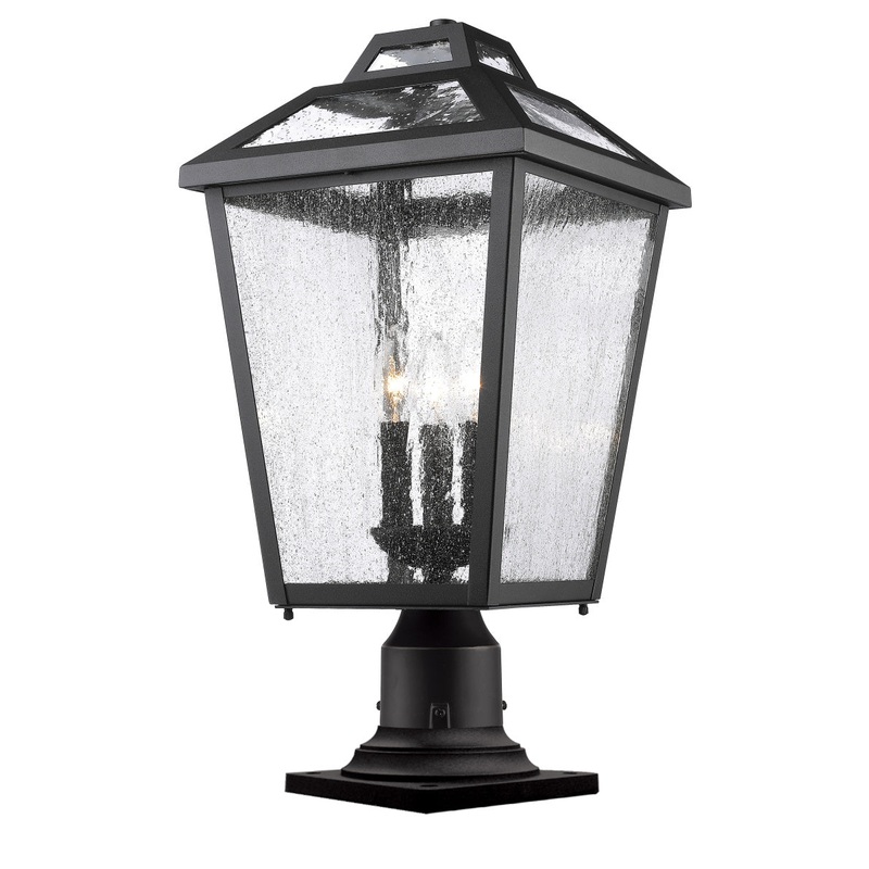 Z-Lite 539PHBR-533PM-BK Bayland Three Light Outdoor Pier Mount, Black