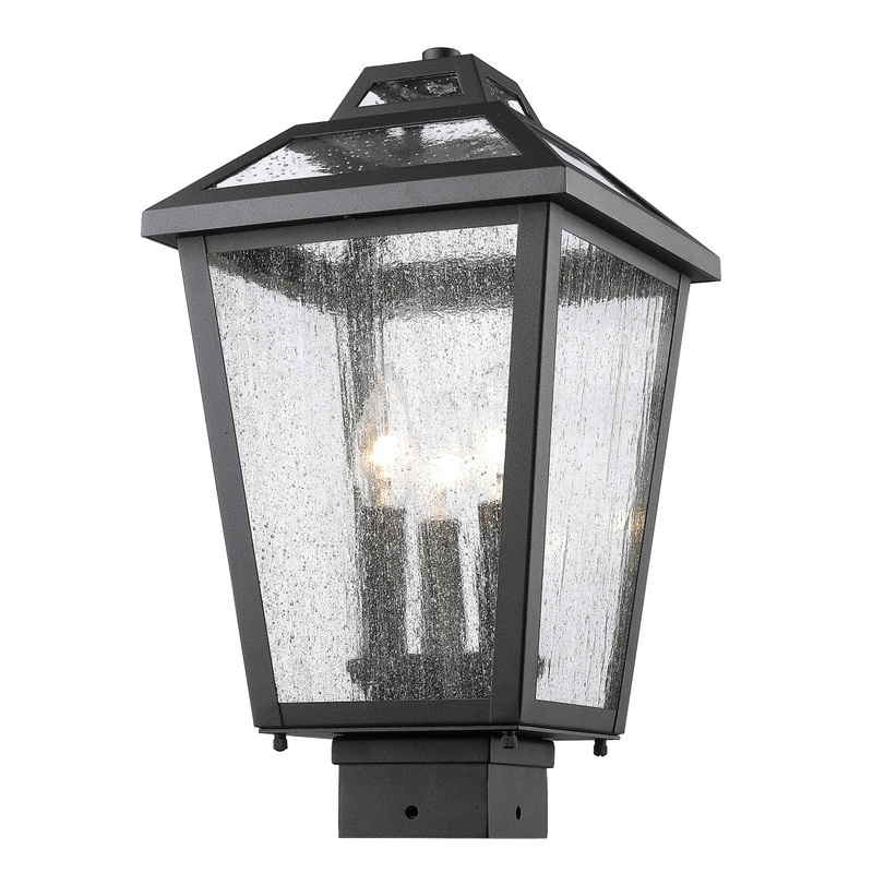 Z-Lite 539PHMS-BK Bayland Three Light Outdoor Post Mount, Black