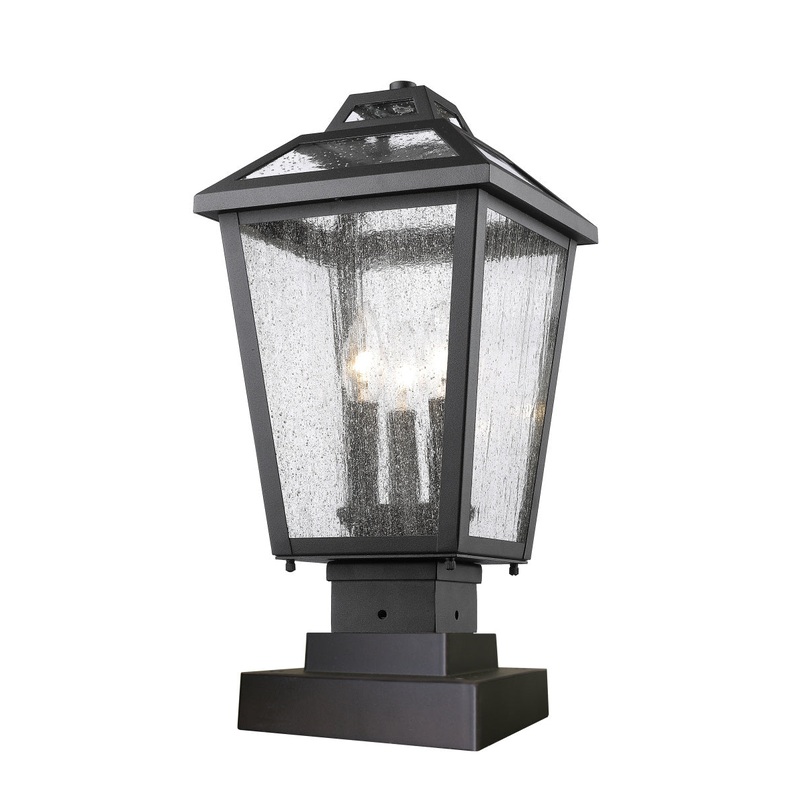 Z-Lite 539PHMS-SQPM-BK Bayland Three Light Outdoor Pier Mount, Black