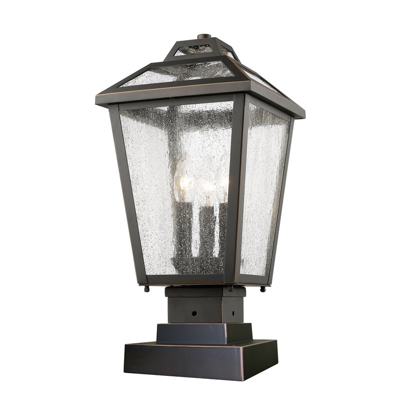 Z-Lite 539PHMS-SQPM-ORB Bayland Three Light Outdoor Pier Mount, Oil Rubbed Bronze