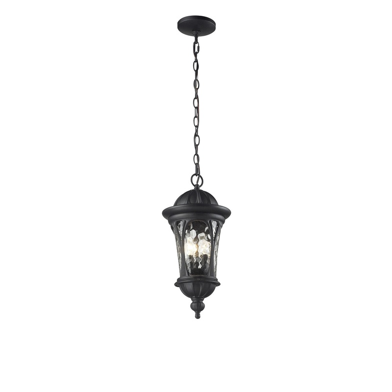 Z-Lite 543CHM-BK Doma Three Light Outdoor Chain Mount Ceiling Fixture, Black