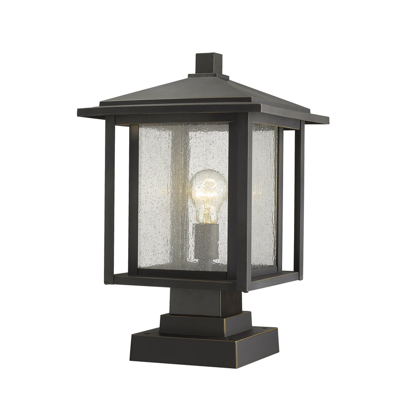 Z-Lite 554PHBS-SQPM-ORB Aspen One Light Outdoor Pier Mount, Oil Rubbed Bronze
