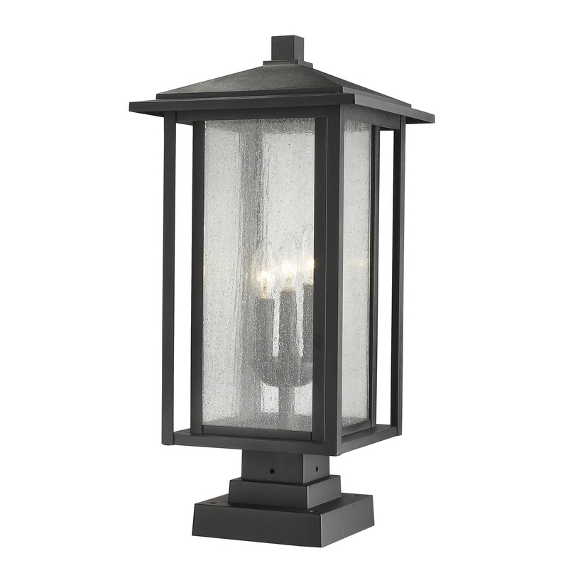 Z-Lite 554PHXLS-SQPM-BK Aspen Three Light Outdoor Pier Mount, Black