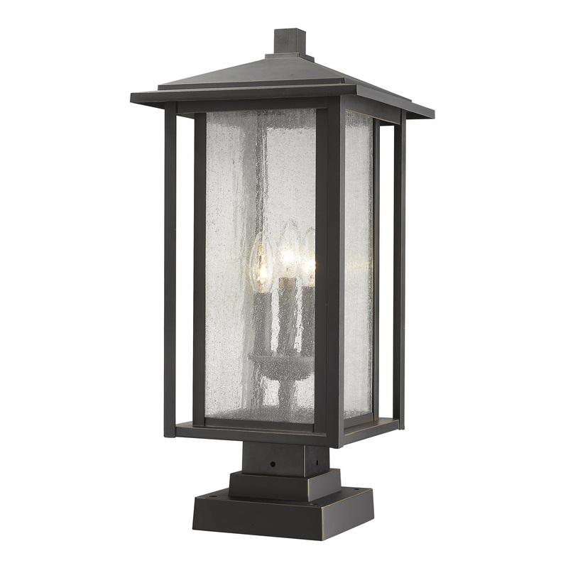 Z-Lite 554PHXLS-SQPM-ORB Aspen Three Light Outdoor Pier Mount, Oil Rubbed Bronze