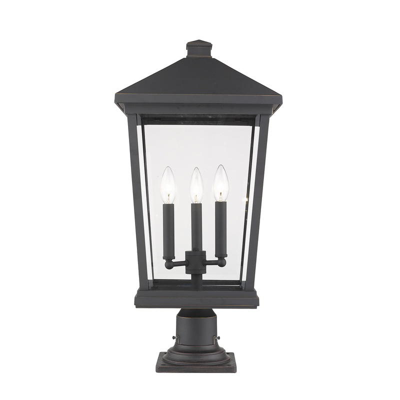 Z-Lite 568PHXLR-533PM-ORB Beacon Three Light Outdoor Pier Mount, Oil Rubbed Bronze