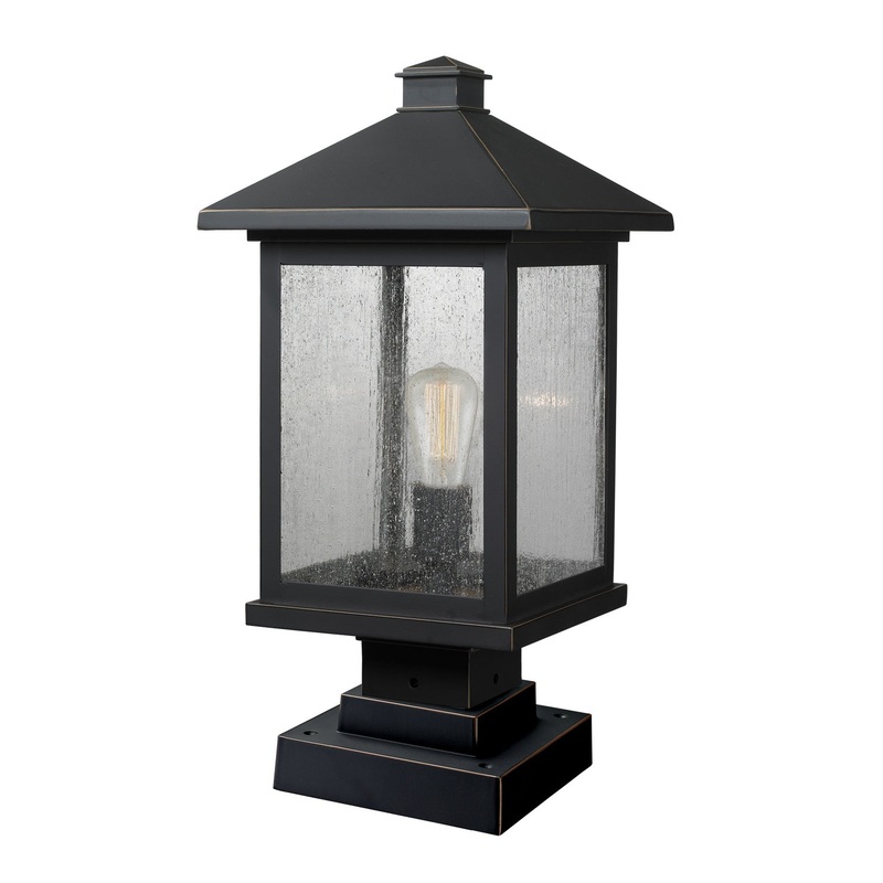 Z-Lite 531PHBS-SQPM-ORB Portland One Light Outdoor Pier Mount, Oil Rubbed Bronze