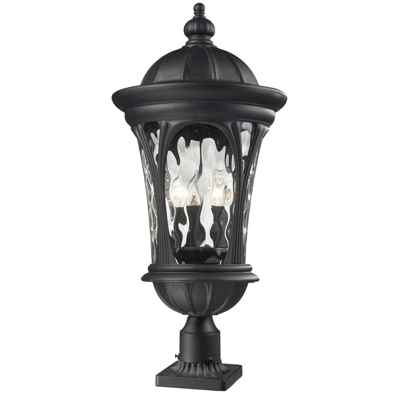 Z-Lite 543PHB-BK-PM Doma Three Light Outdoor Pier Mount, Black