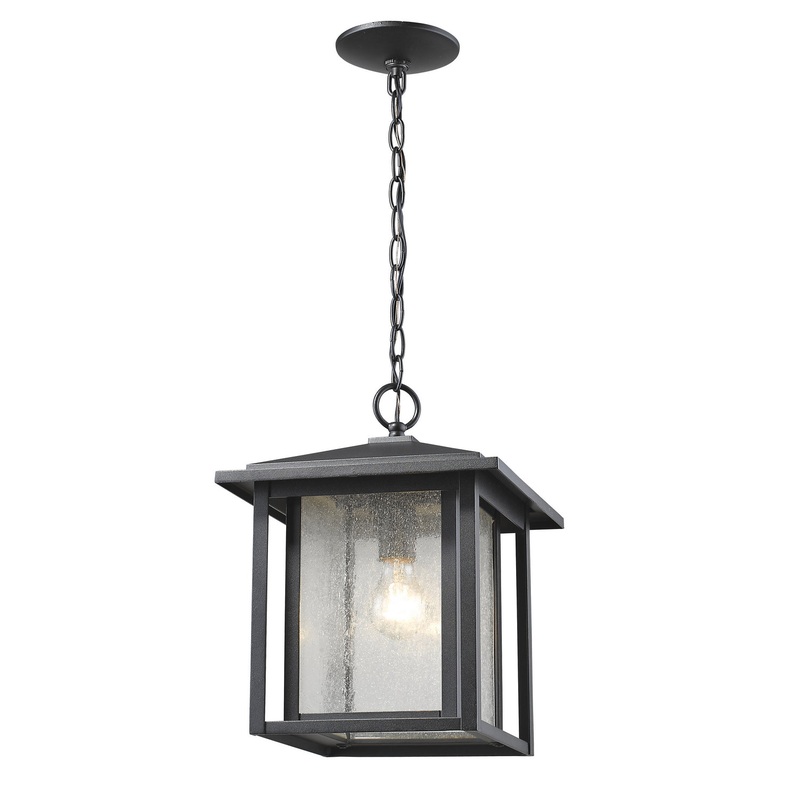 Z-Lite 554CHB-BK Aspen One Light Outdoor Chain Mount Ceiling Fixture, Black