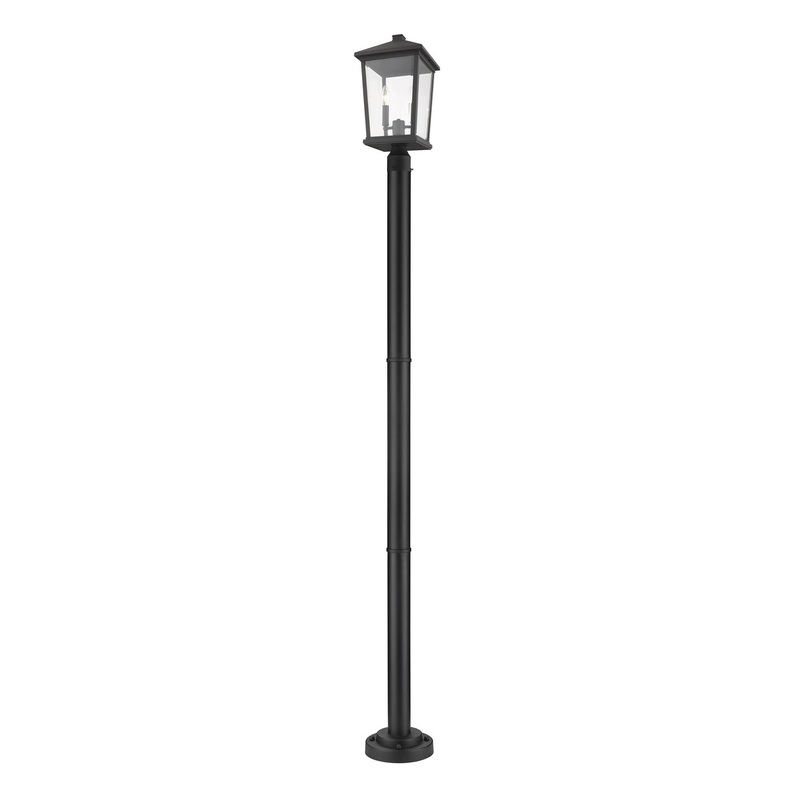 Z-Lite 568PHBR-567P-BK Beacon Two Light Outdoor Post Mount, Black