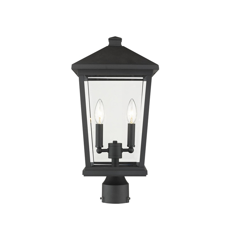 Z-Lite 568PHBR-BK Beacon Two Light Outdoor Post Mount, Black