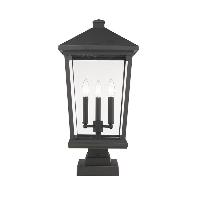 Z-Lite 568PHXLS-SQPM-ORB Beacon Three Light Outdoor Pier Mount, Oil Rubbed Bronze