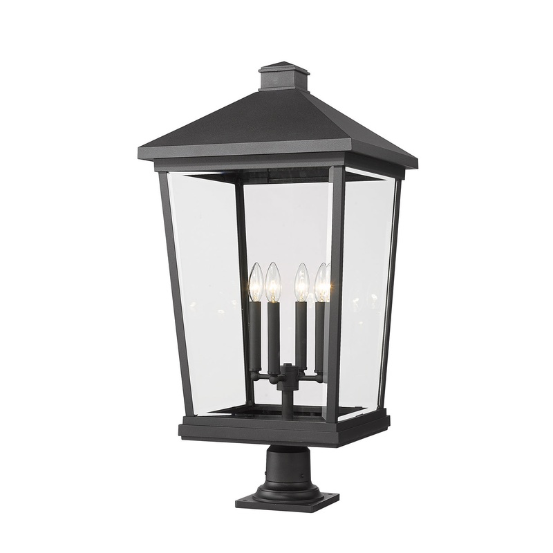 Z-Lite 568PHXXLR-533PM-BK Beacon Four Light Outdoor Pier Mount, Black