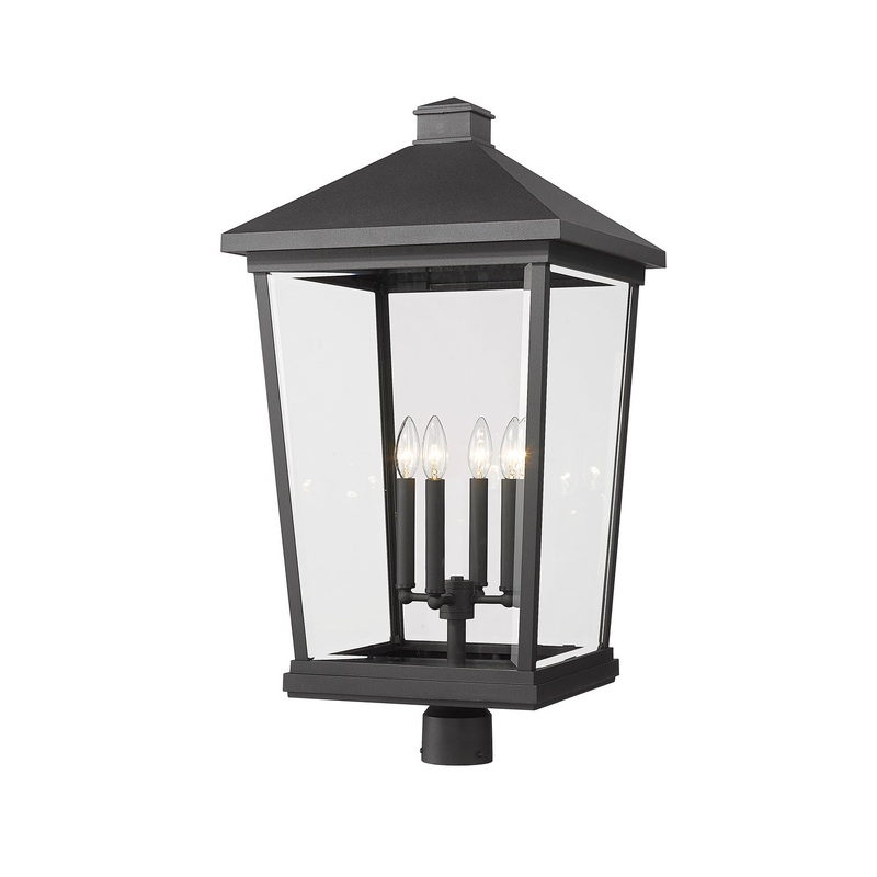 Z-Lite 568PHXXLR-BK Beacon Four Light Outdoor Post Mount, Black