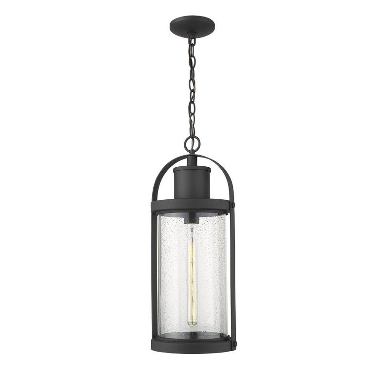 Z-Lite 569CHB-BK Roundhouse One Light Outdoor Chain Mount Ceiling Fixture, Black
