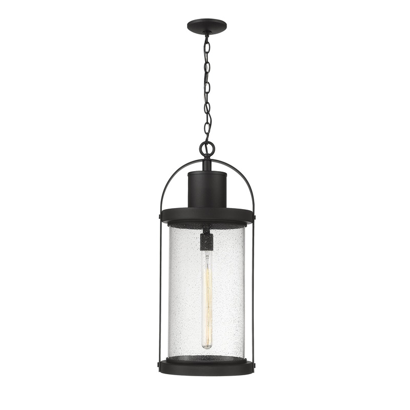 Z-Lite 569CHXL-BK Roundhouse One Light Outdoor Chain Mount Ceiling Fixture, Black