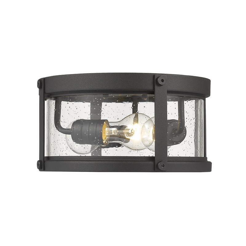 Z-Lite 569F-BK Roundhouse Three Light Outdoor Flush Mount, Black