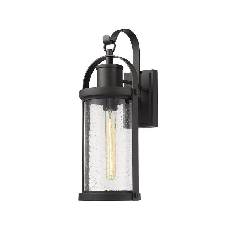 Z-Lite 569M-BK Roundhouse One Light Outdoor Wall Sconce, Black