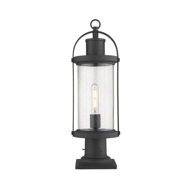 Z-Lite 569PHM-533PM-BK Roundhouse One Light Outdoor Pier Mount, Black