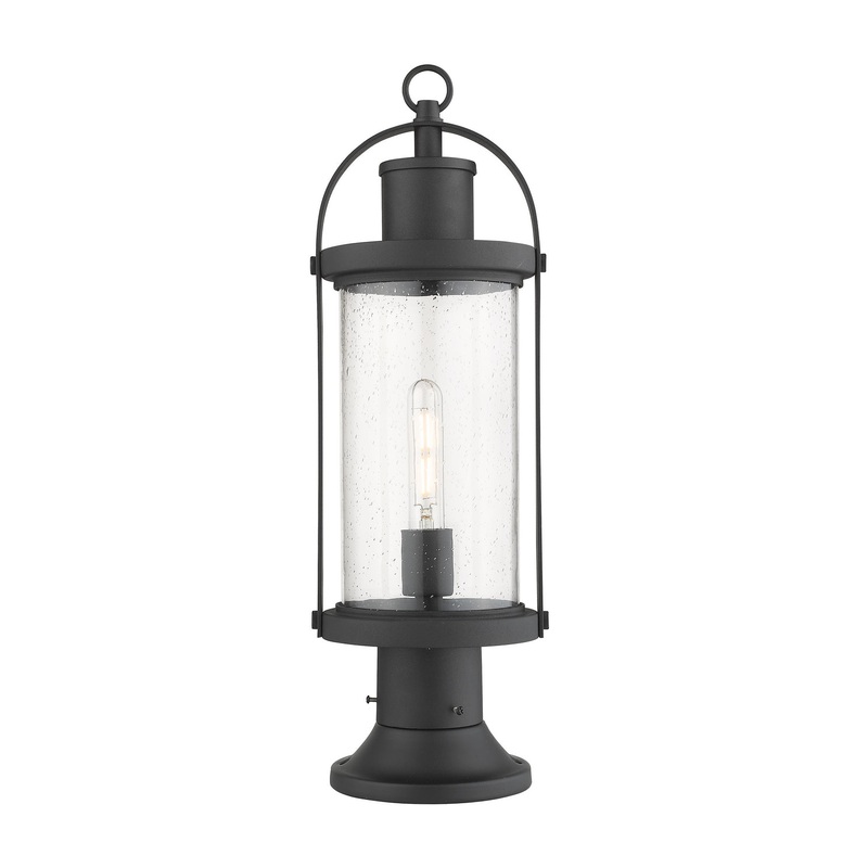 Z-Lite 569PHM-553PM-BK Roundhouse One Light Outdoor Pier Mount, Black