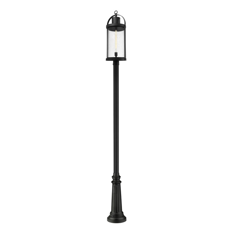 Z-Lite 569PHXL-511P-BK Roundhouse One Light Outdoor Post Mount, Black