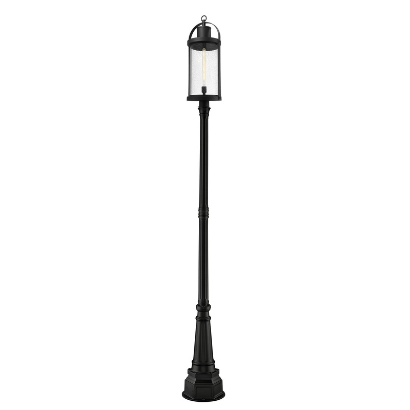 Z-Lite 569PHXL-564P-BK Roundhouse One Light Outdoor Post Mount, Black