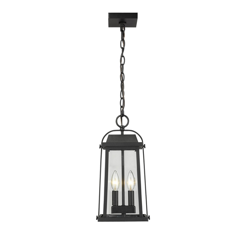 Z-Lite 574CHM-BK Millworks Two Light Outdoor Chain Mount Ceiling Fixture, Black