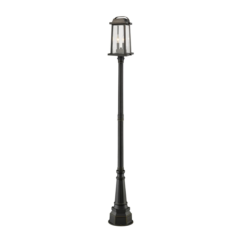 Z-Lite 574PHMR-564P-ORB Millworks Two Light Outdoor Post Mount, Oil Rubbed Bronze