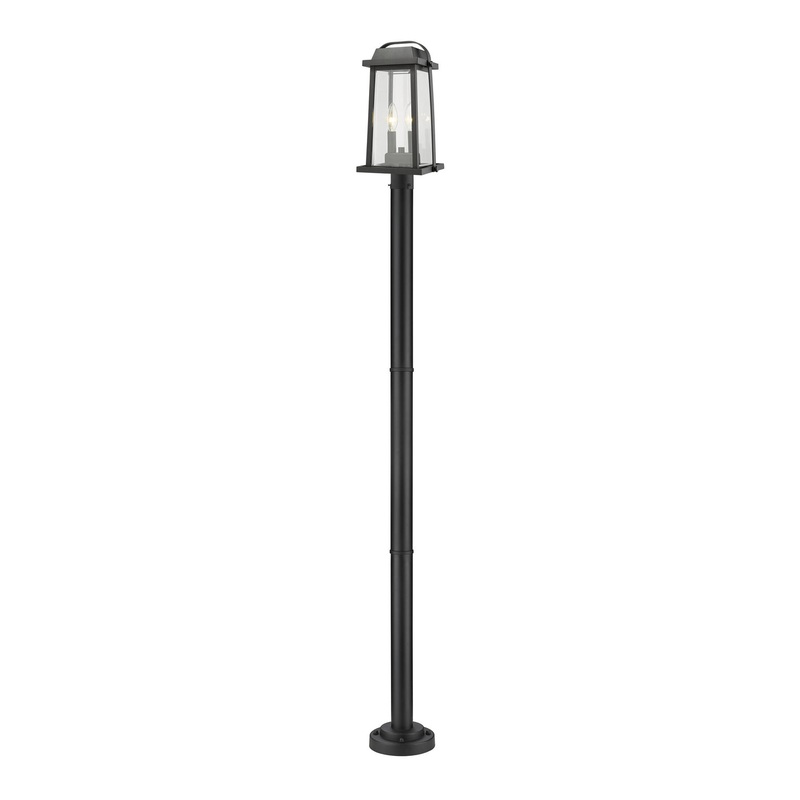 Z-Lite 574PHMR-567P-BK Millworks Two Light Outdoor Post Mount, Black