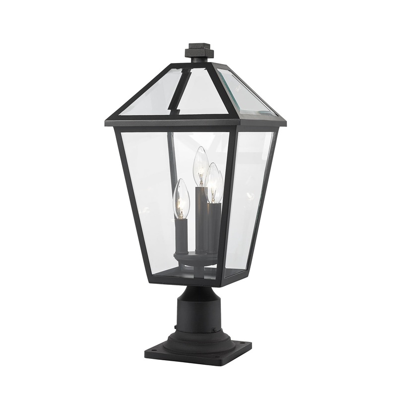 Z-Lite 579PHBR-533PM-BK Talbot Three Light Outdoor Pier Mount, Black