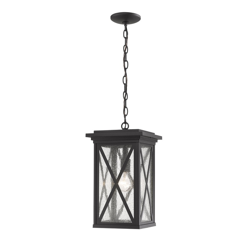 Z-Lite 583CHB-BK Brookside One Light Outdoor Chain Mount Ceiling Fixture, Black