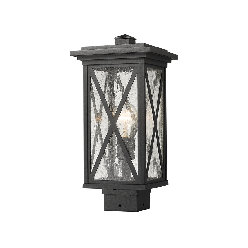 Z-Lite 583PHMS-BK Brookside One Light Outdoor Post Mount, Black