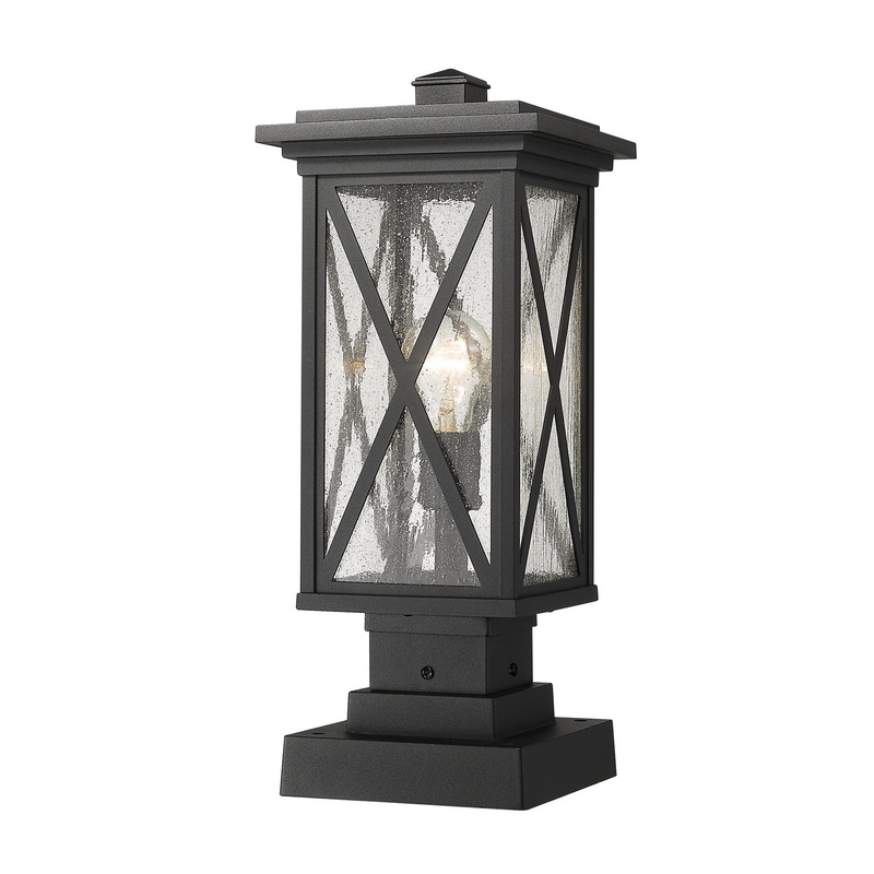 Z-Lite 583PHMS-SQPM-BK Brookside One Light Outdoor Pier Mount, Black