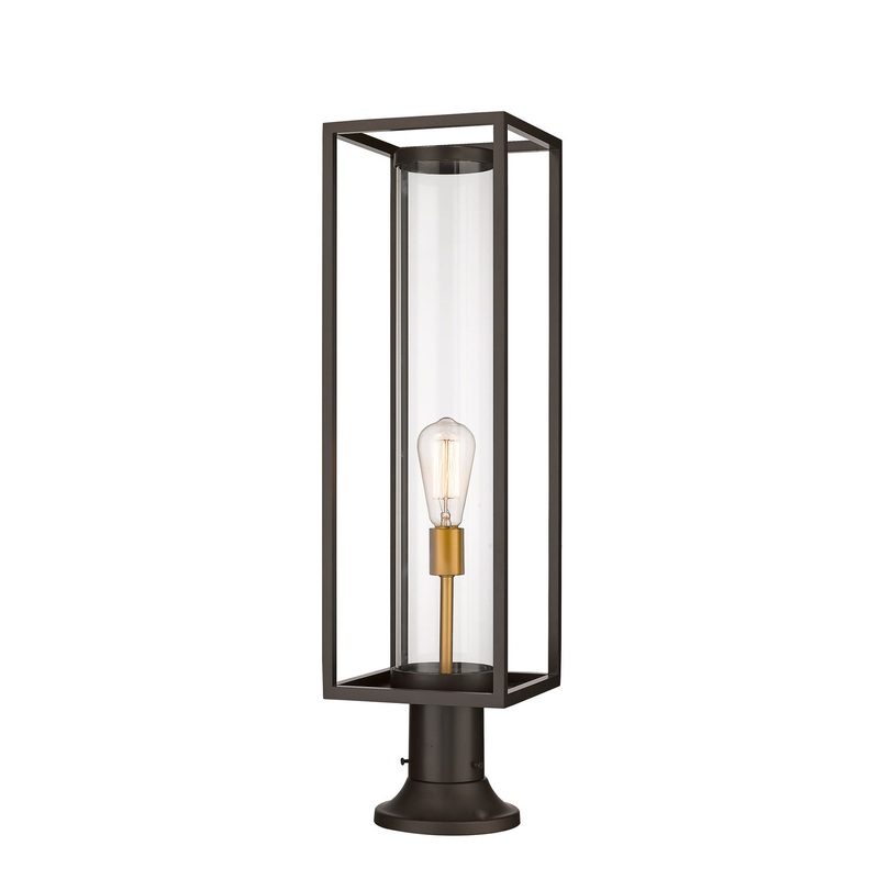 Z-Lite 584PHBR-553PM-DBZ Dunbroch One Light Outdoor Pier Mount, Deep Bronze / Outdoor Brass