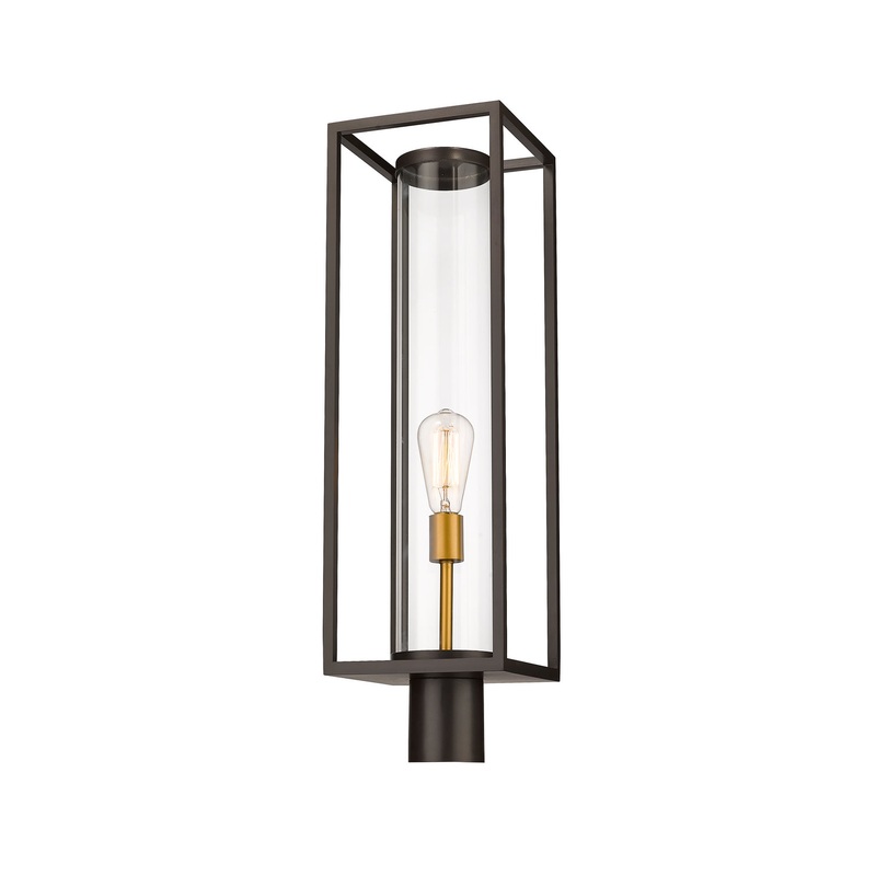 Z-Lite 584PHBR-DBZ-OBS Dunbroch One Light Outdoor Post Mount, Deep Bronze / Outdoor Brass