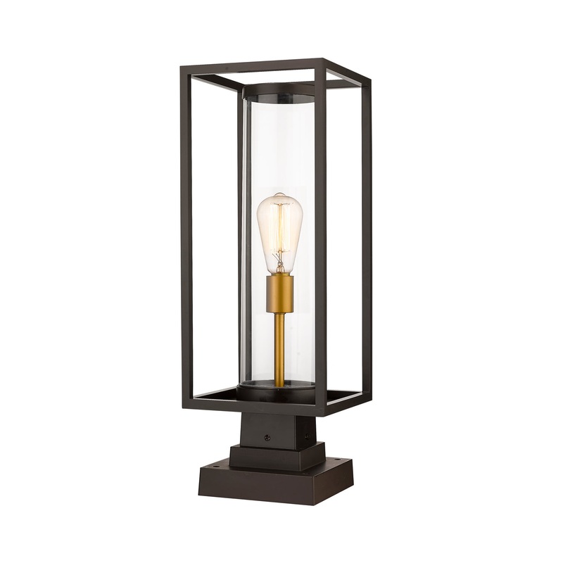Z-Lite 584PHMS-SQPM-DBZ Dunbroch One Light Outdoor Pier Mount, Deep Bronze / Outdoor Brass