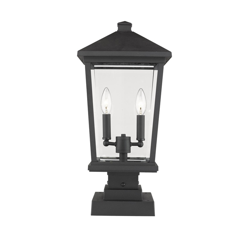Z-Lite 568PHBS-SQPM-BK Beacon Two Light Outdoor Pier Mount, Black