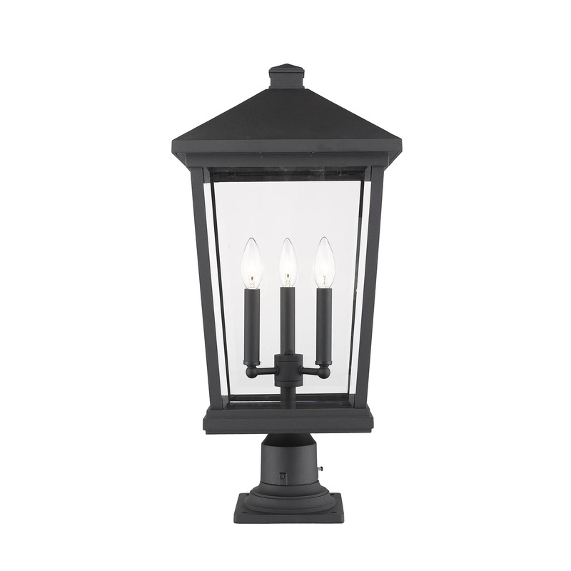 Z-Lite 568PHXLR-533PM-BK Beacon Three Light Outdoor Pier Mount, Black