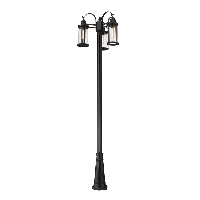 Z-Lite 569MP3-519P-BK Roundhouse Three Light Outdoor Post Mount, Black