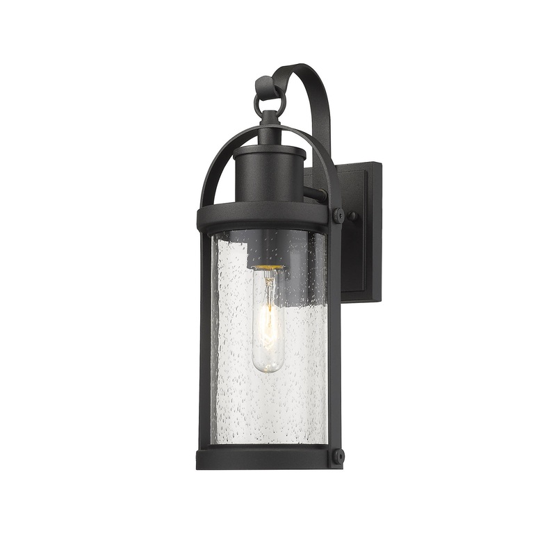 Z-Lite 569S-BK Roundhouse One Light Outdoor Wall Sconce, Black