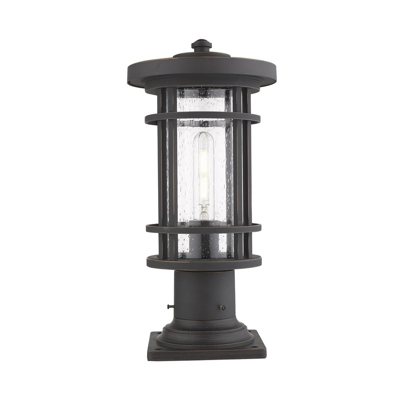 Z-Lite 570PHM-533PM-ORB Jordan One Light Outdoor Pier Mount, Oil Rubbed Bronze